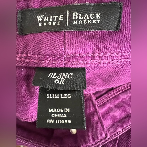 WHITE HOUSE BLACK MARKET PURPLE TONE HIGH RISE JEANS. - Picture 4 of 5